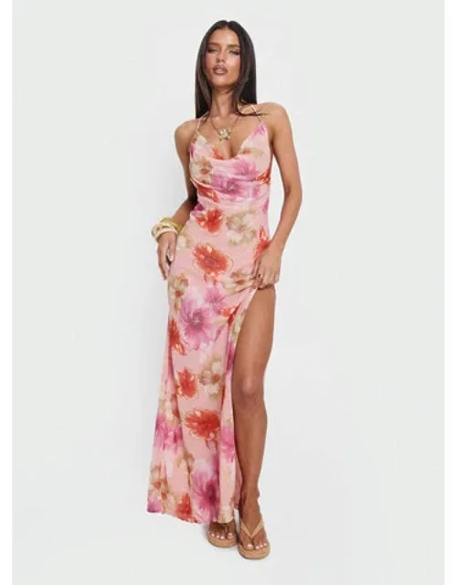 Beaded Cowl Neck Maxi Dress