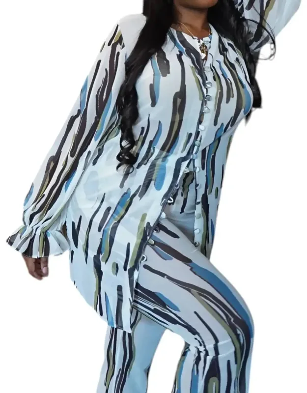 Long Sleeve Top In Ada Print