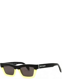 Sunglasses Cat Eye Full Rim, Black Yellow Frame And Dark Grey Lens Peri108melrose1807