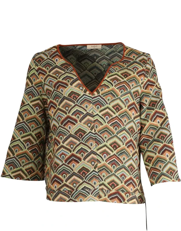 V-neck Three-fourth Sleeve Abstract Top
