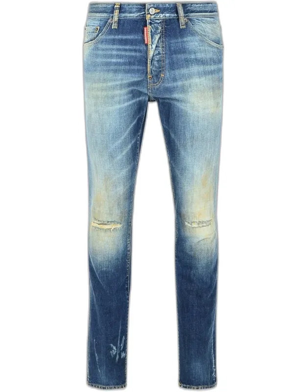 Dsquared2 Blue Cotton Jeans With Button Closure And Five Pockets