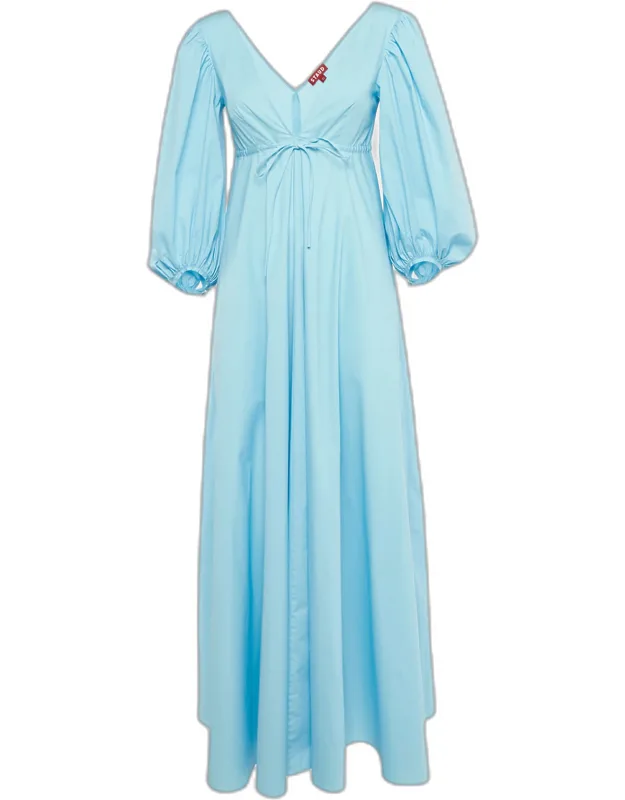 Cotton Tie-up Detail Dew Amaretti Maxi Dress
