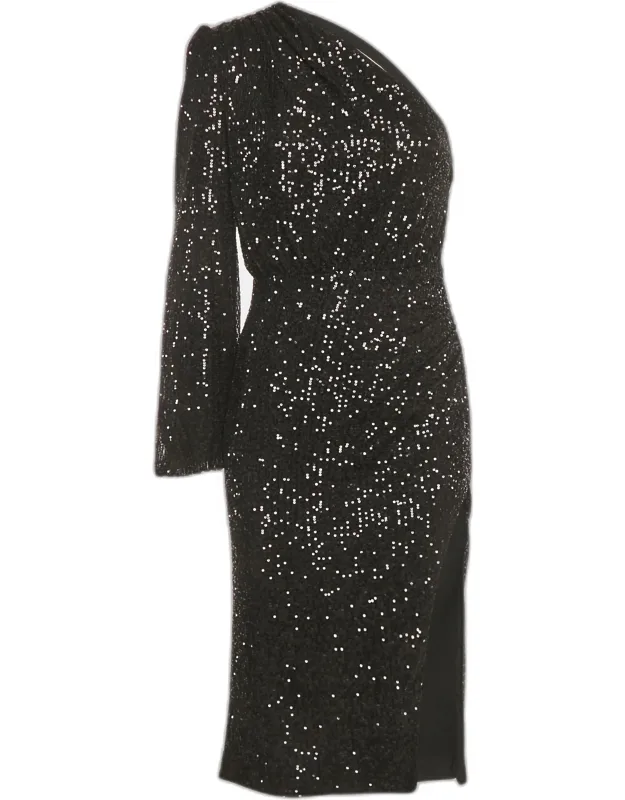 Sequin One Shoulder Midi Dress