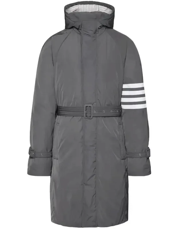 Poly Twill 4-bar Hooded Down Parka With Belt