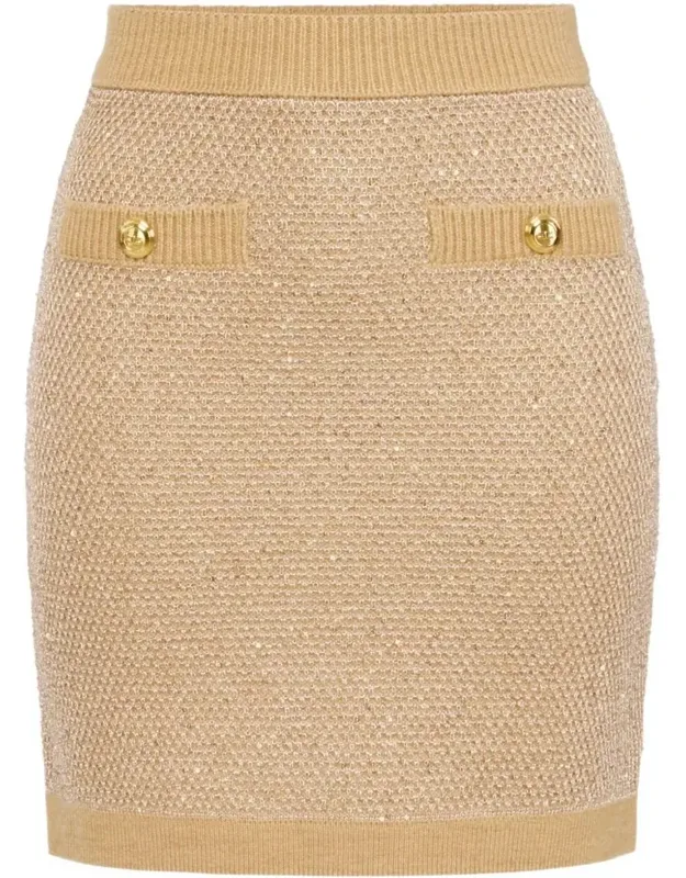 Knitted Mini Skirt With Sequins