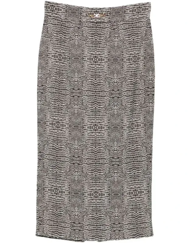 Python Print Viscose Pencil Skirt