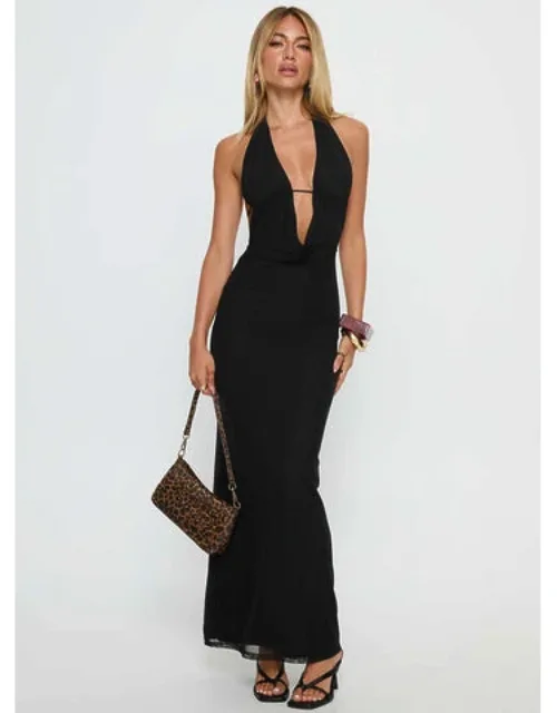 Stroke Of Fate Plunge Halter Maxi Dress
