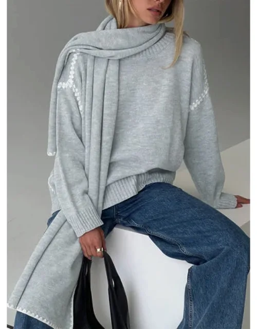 Keriana Contrast Stitch Knit Sweater