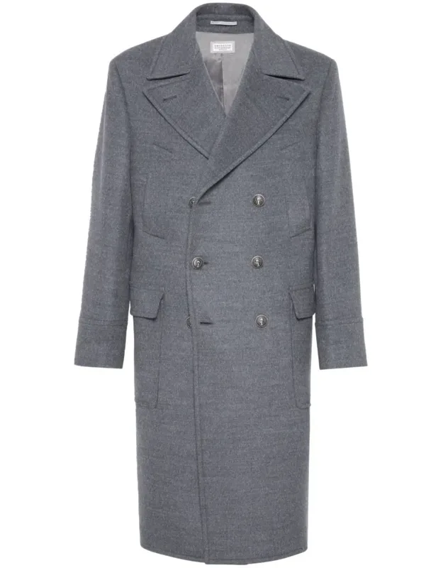 Coat With Wool Mélange Effect And Notched Lapels