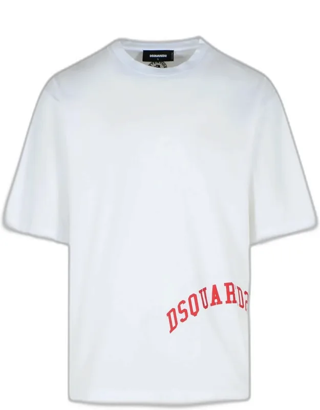 T-shirt With Ribbed Crew Neck And Distressed Effect