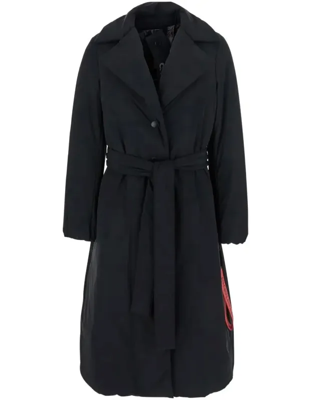 Oklan Coat With Wide Lapels And Waist Belt In Tech Fabric