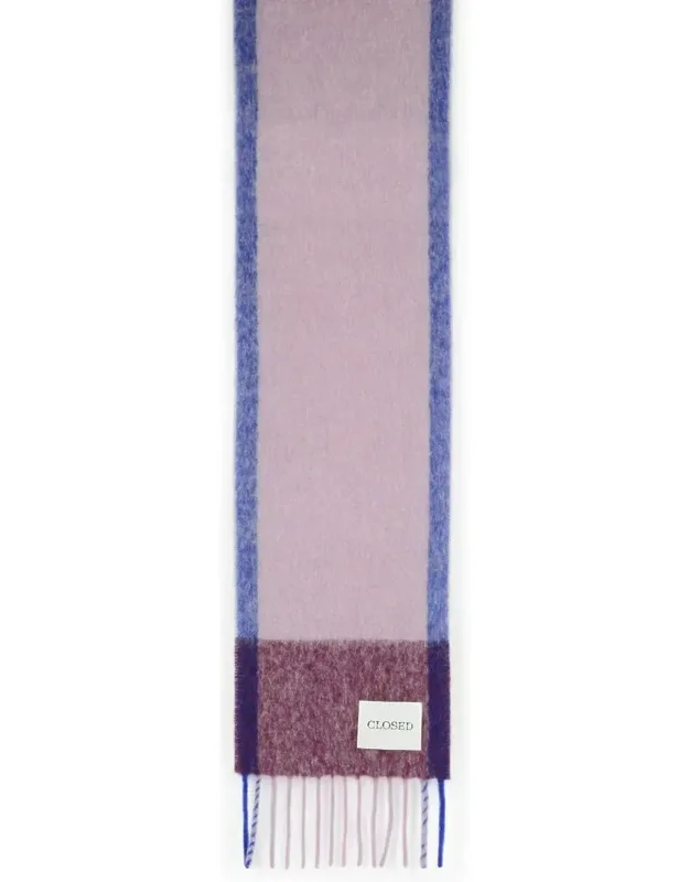 Closed Alpaca Blend Scarf, Stitched Logo Label, Fringed Hem