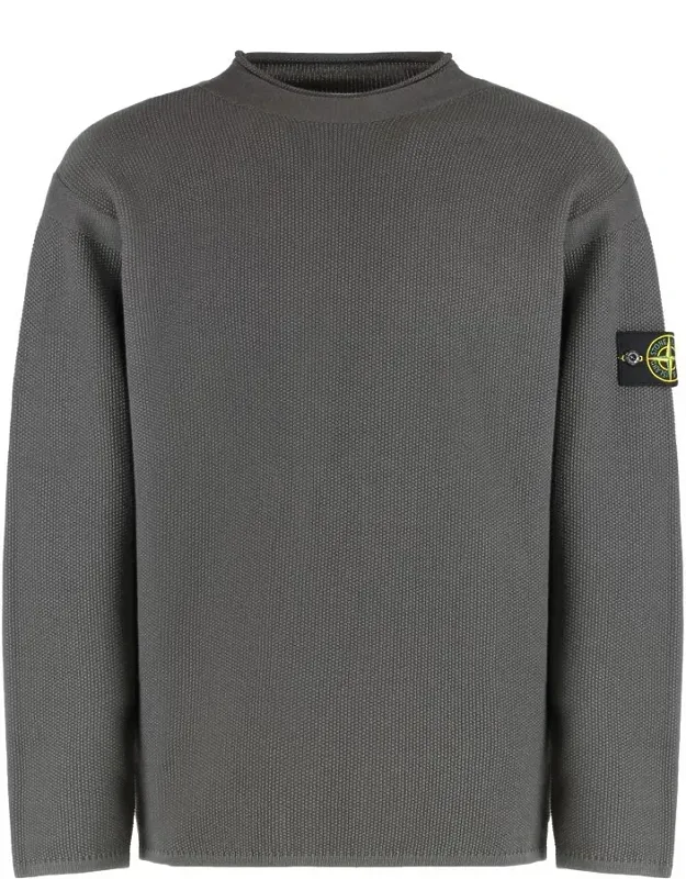 Sweater With A Polo Neck And Reverse Stitch Details