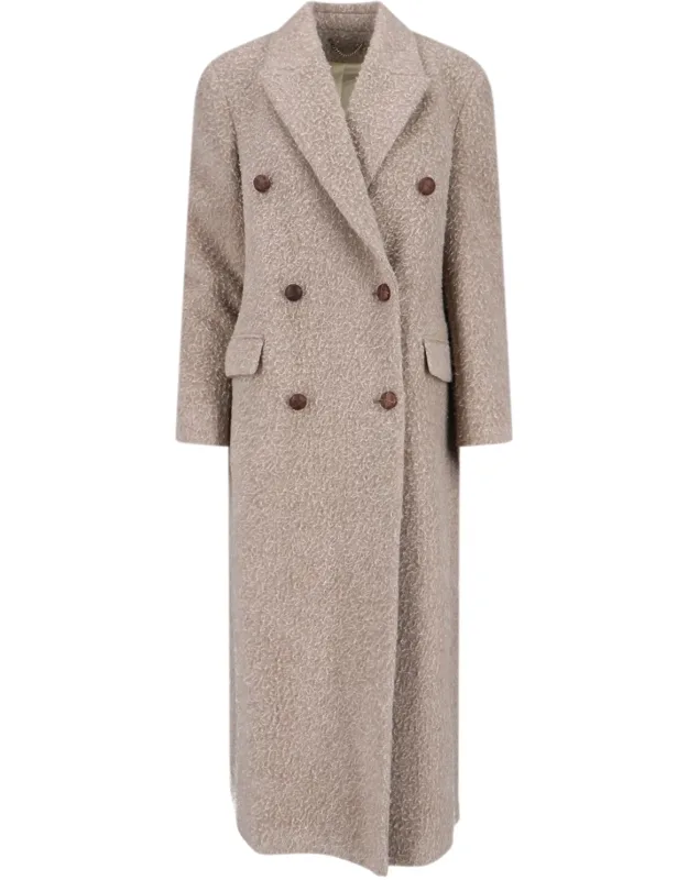 Double-breasted Coat In Wool Blend With Classic Lapels
