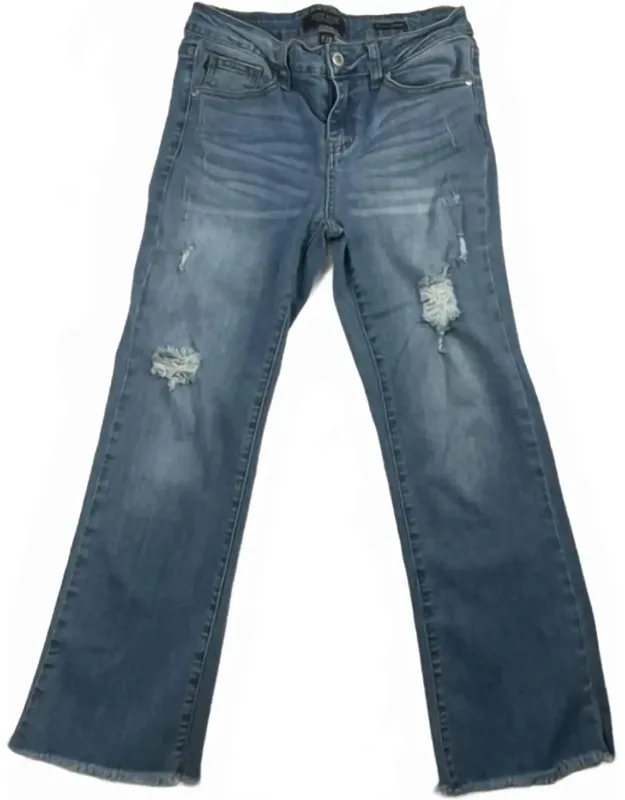 Distressed Relaxed Crop Flare Jeans
