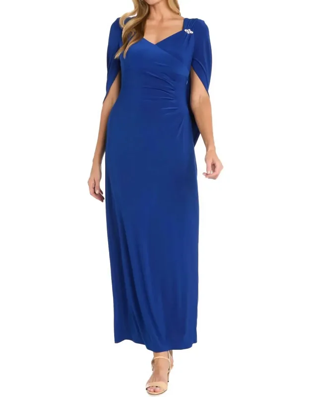 Draped Rhinestone Detailing Shoulder Dress