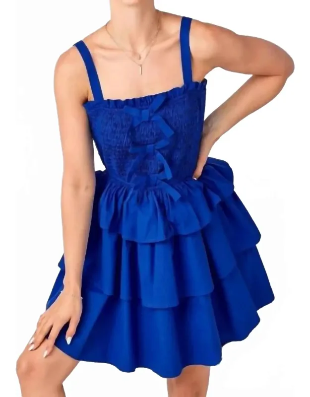 Smocked Bow Tiered Mini Dress