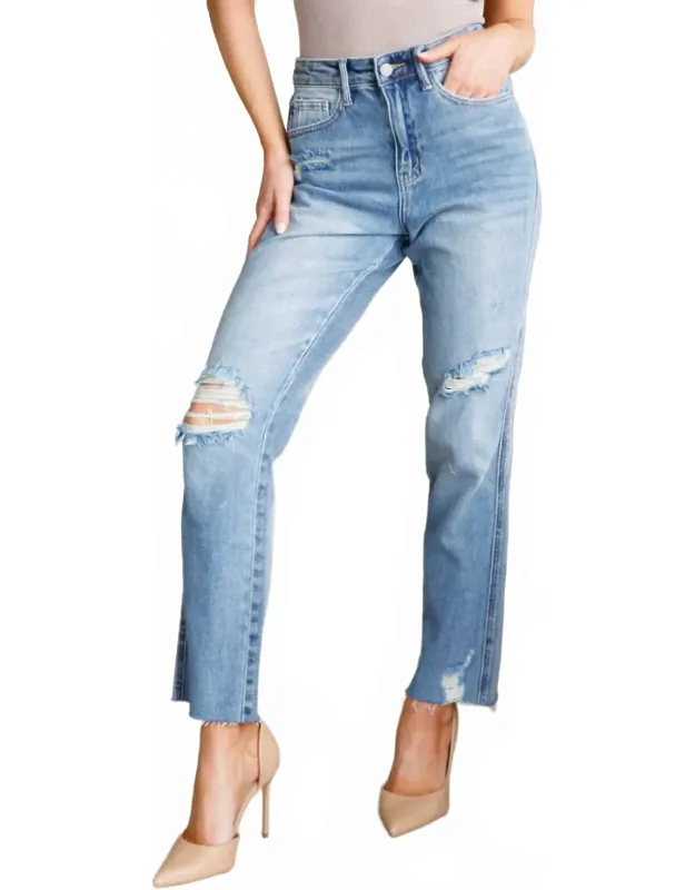 High Rise Rigid Magic Destroy Slim Straight Leg Jeans