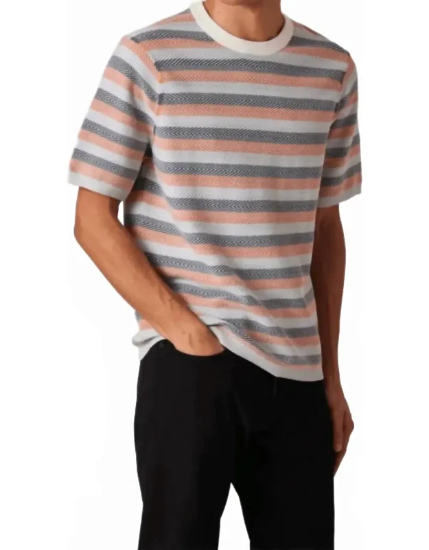 Textured Stripe Knitted T-shirt