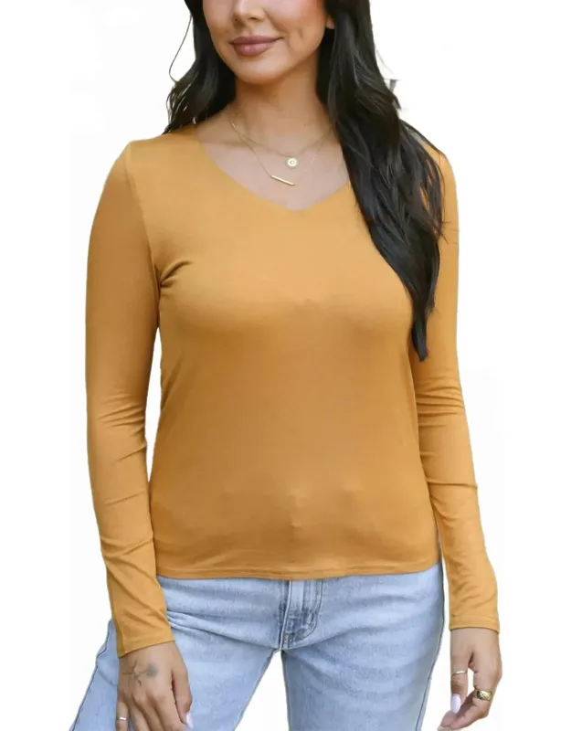 Modal V-neck Long Sleeve Tee
