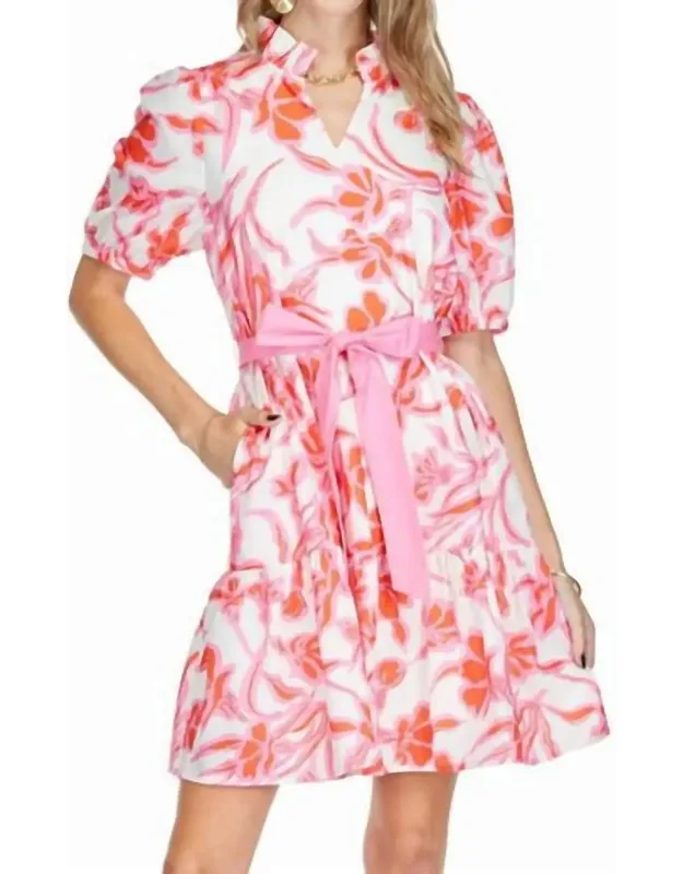 Split Neck Flounce Dress