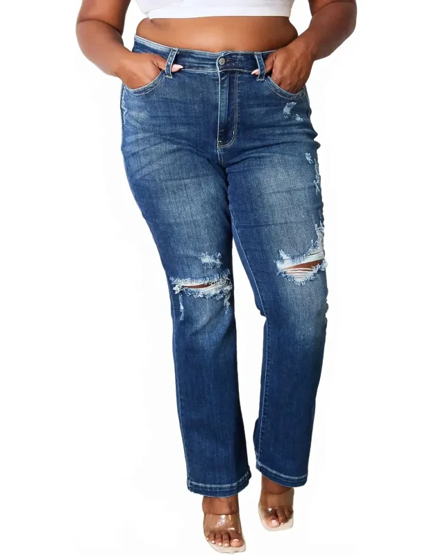 Mid Rise Hand Sand & Destroy Bootcut Jeans