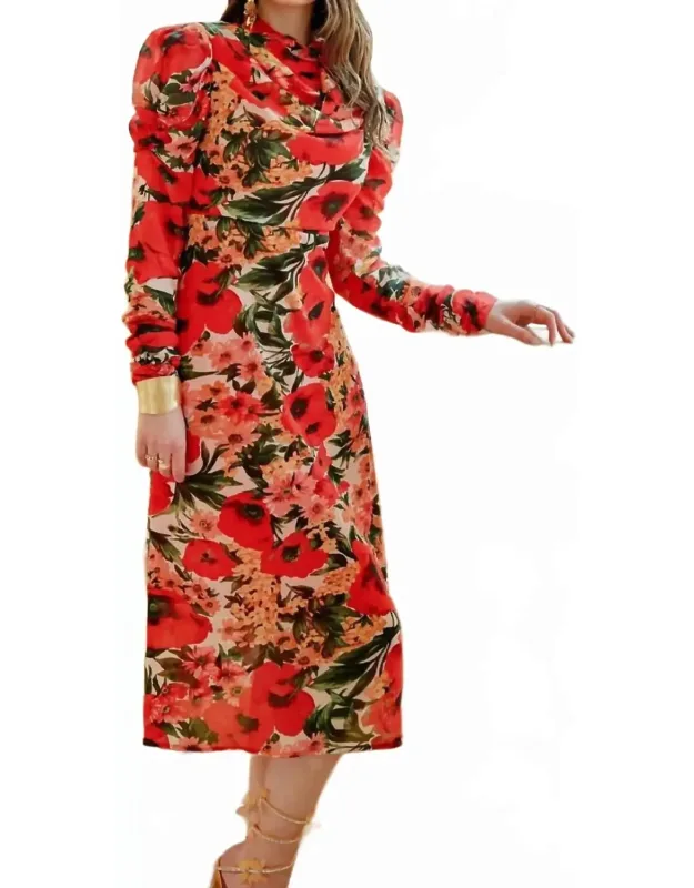 Puff Sleeve Dress In Floral