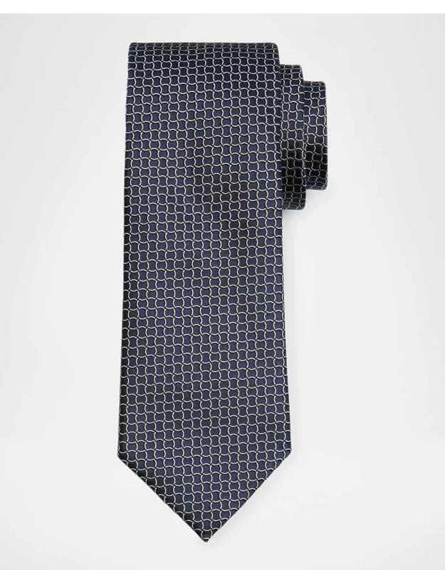 Geometric Net Silk Tie