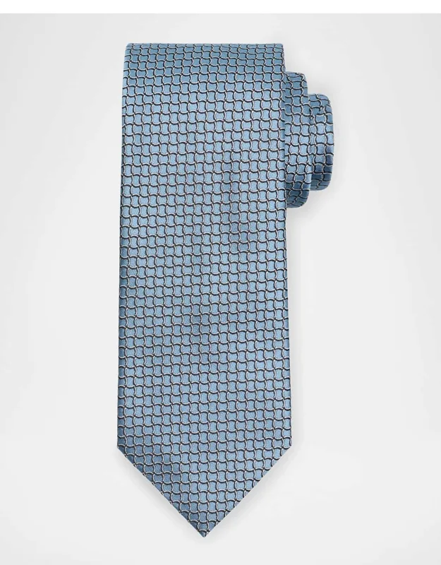 Geometric Net Jacquard Silk Tie