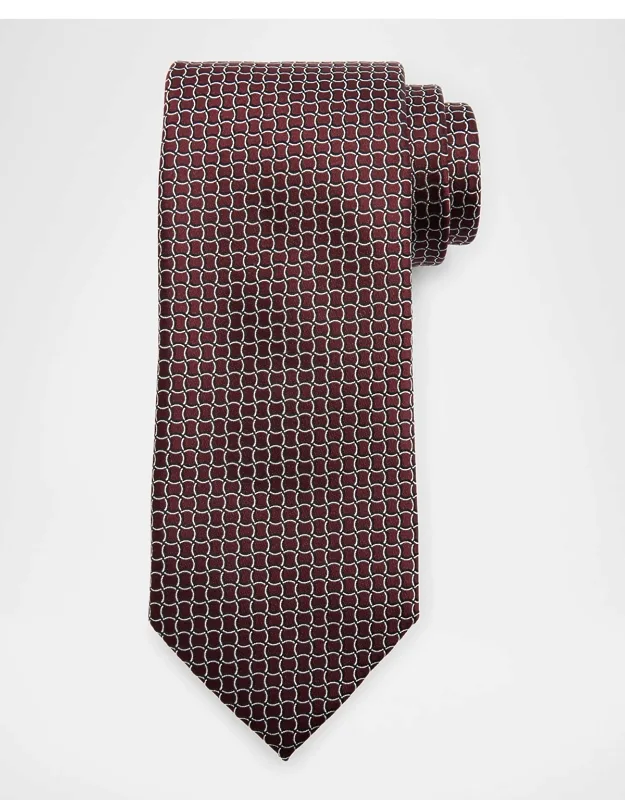 Geometric Net Jacquard Silk Tie