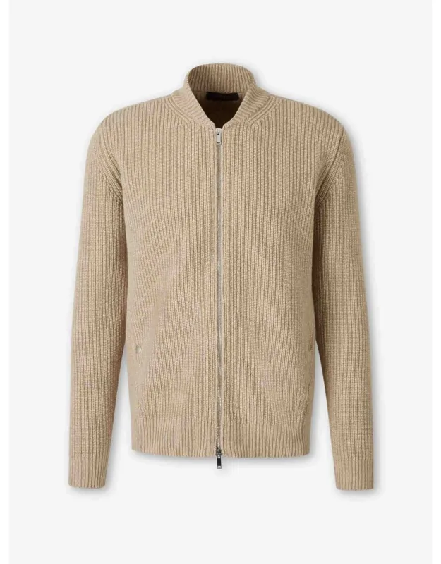 Wool Blend Pullover Sweater With Ribbed Finishes