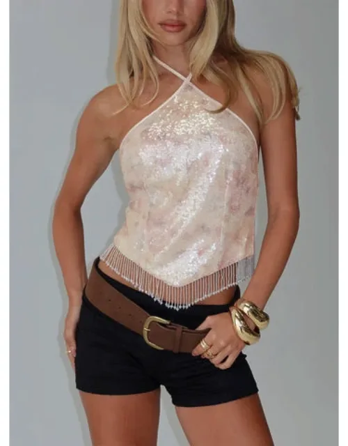 Sequin Fringey Halter Top