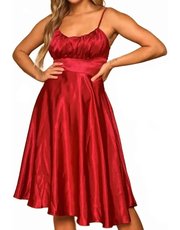 Satin Scoopneck Midi Dress