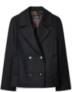 Wool-cashmere Blend Short Pea Coat