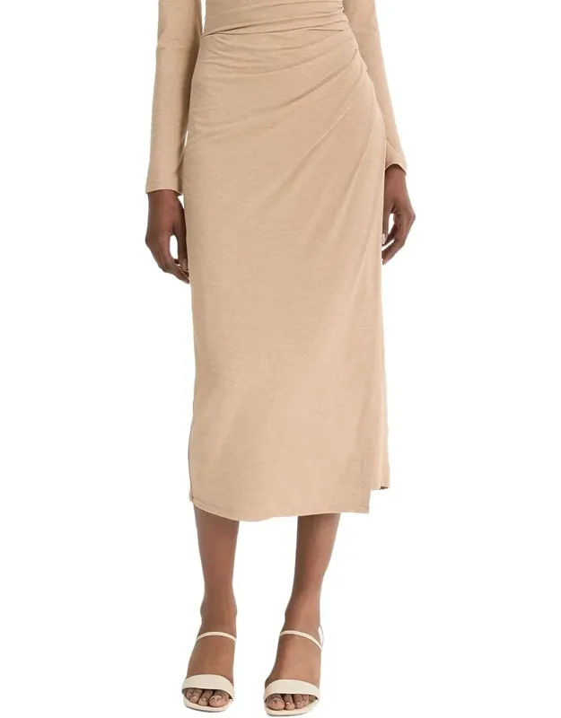 Side Drape Midi Skirt
