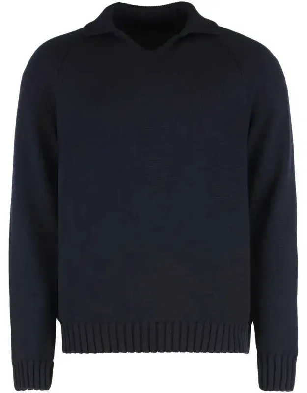 Sweater In Wool With V-neck