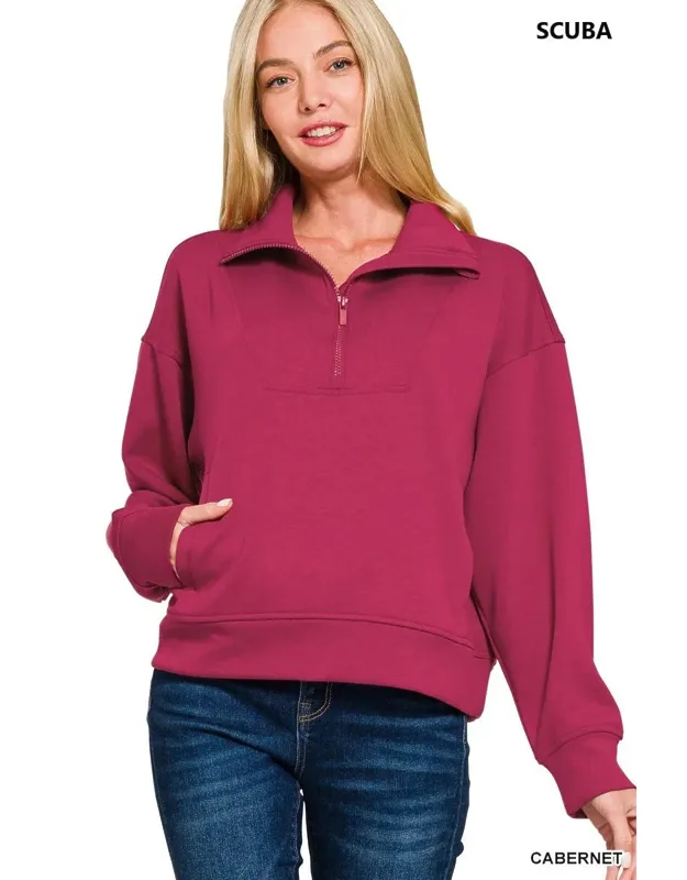 Scuba Half Zip Sweatshirt With Pockets