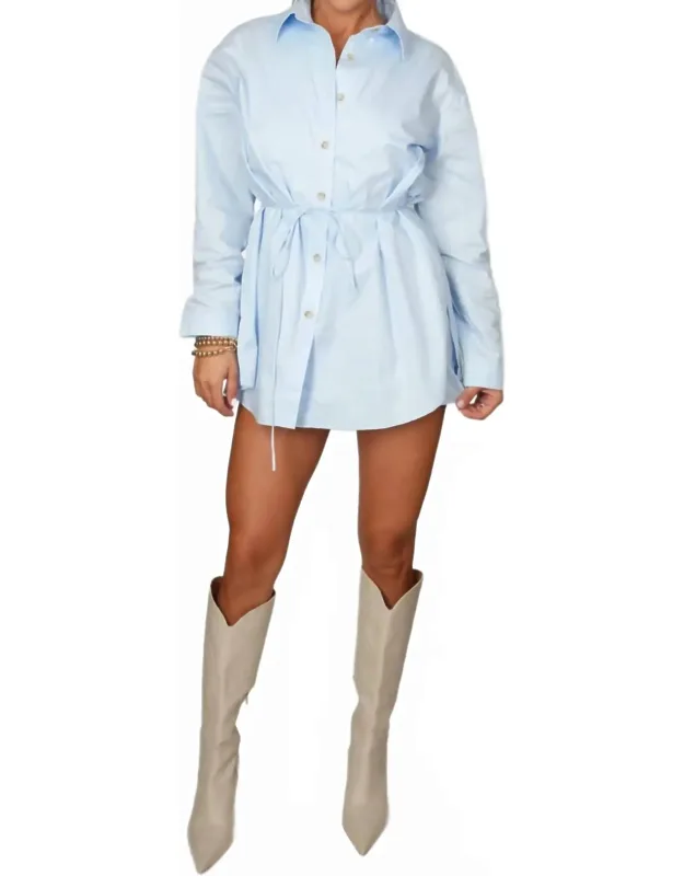 Tie Waist Shirt Dress Romper