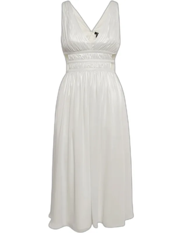 Shimmer Crepe Gathered Cut-out Detail Midi Dress