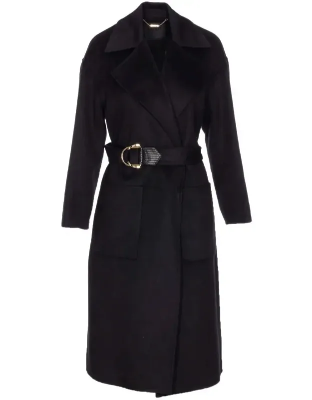 Liu Jo Belted Wool Blend Long Sleeve Coat