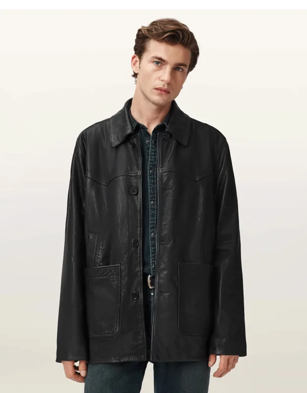 Toulouse Single Breasted Leather Coat