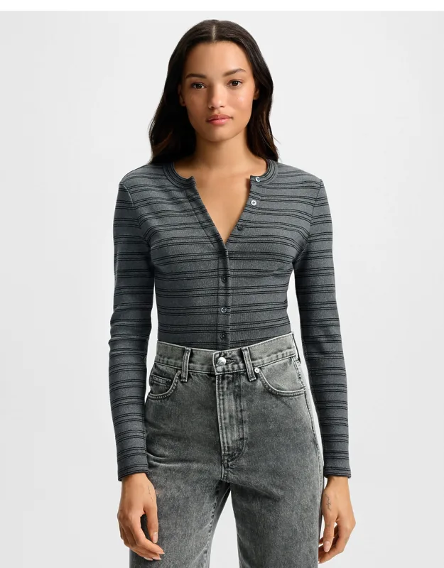 Dilia Striped Button-down T-shirt