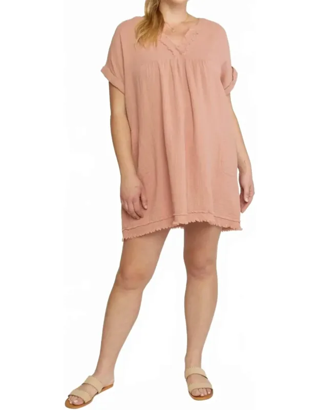 Frayed Cotton Gauze Pocket Dress