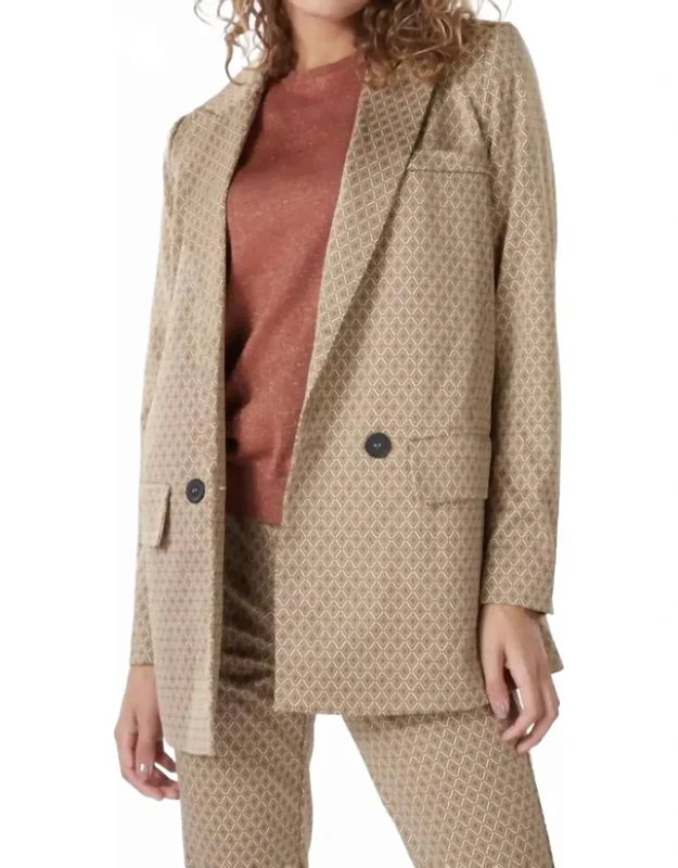 Double Breasted Knitted Diamond Blazer