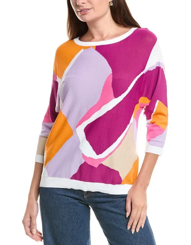 Sweater With Dolman Sleeves And Ribbed Trim