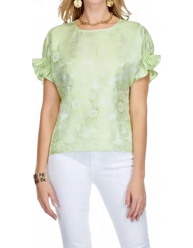 Shirred Sleeve Crop Top