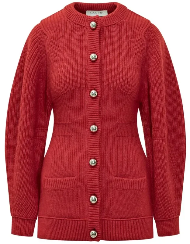 Knitted Cardigan With Jeweled Buttons