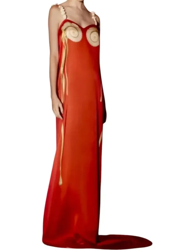 Long Silk Dress With Rock Straps