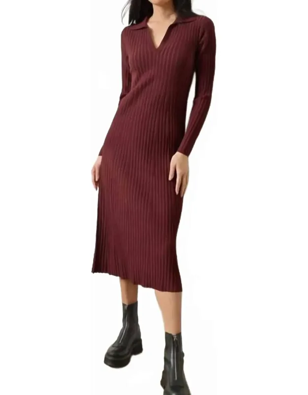 Long Sleeve Rib Henley Dress