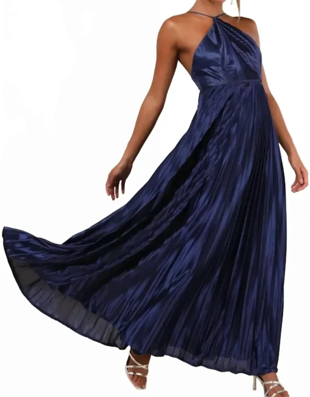Satin Pleated Maxi Dress